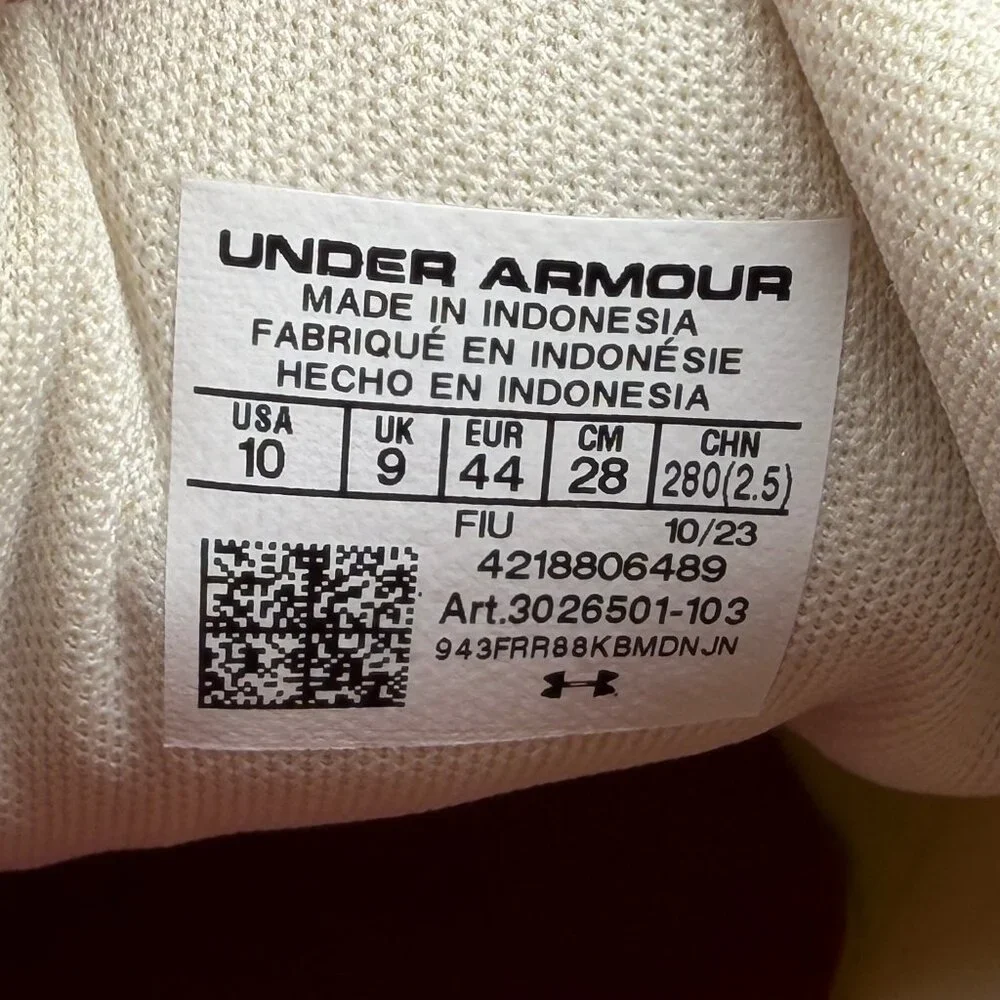 Under Armour Charged Gemini Running Shoes Mens 10 Off White Cinnamon Red Sneaker
